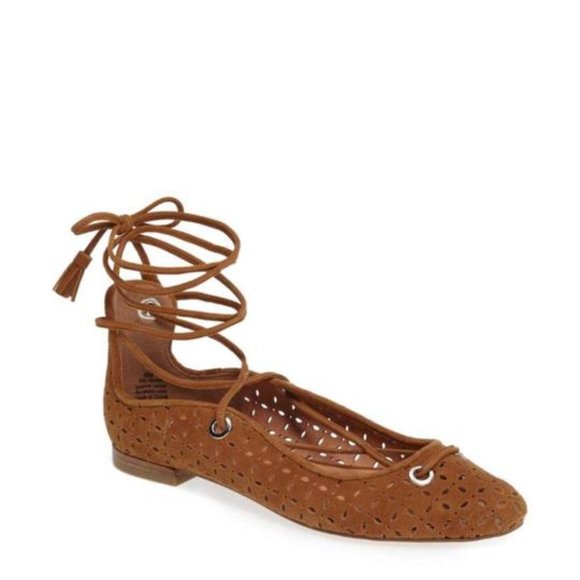 Halogen Perforated Laser Cut Lace Up Flat - Picture 1 of 6